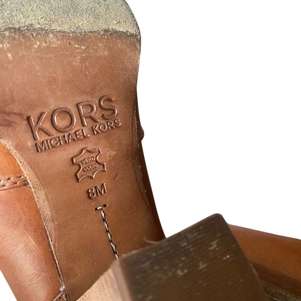 Michael Kors Wayland Brown Cognac Leather Ankle Heeled Boots size 8 - Picture 9 of 10